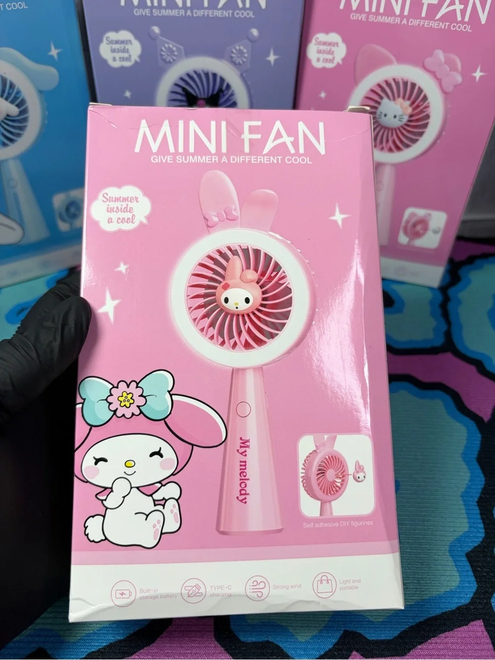 MY MELODY! Pink Mini Handheld Fan WITH LED LIGHTS for Kids Strong Little Fan!!